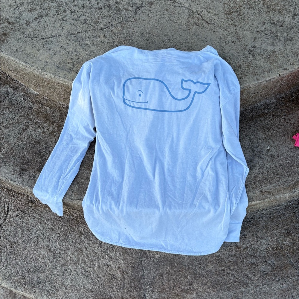 Vineyard Vines Blue Long Sleeve Hooded Tee Whale Design